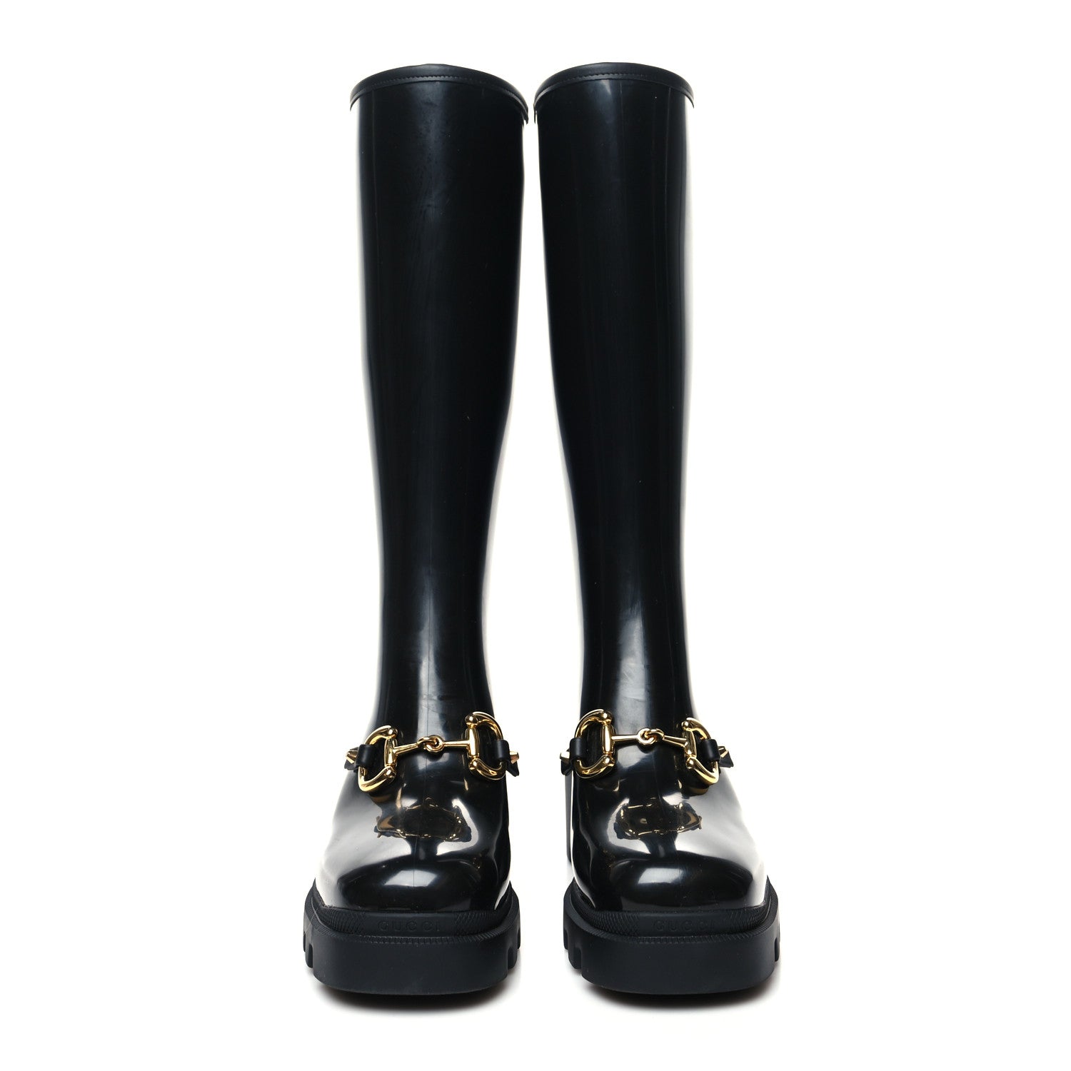 Gucci Rubber Horsebit Knee High Boots 39 Black 2 of 7