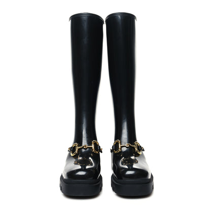 Gucci Rubber Horsebit Knee High Boots 39 Black 2 of 7
