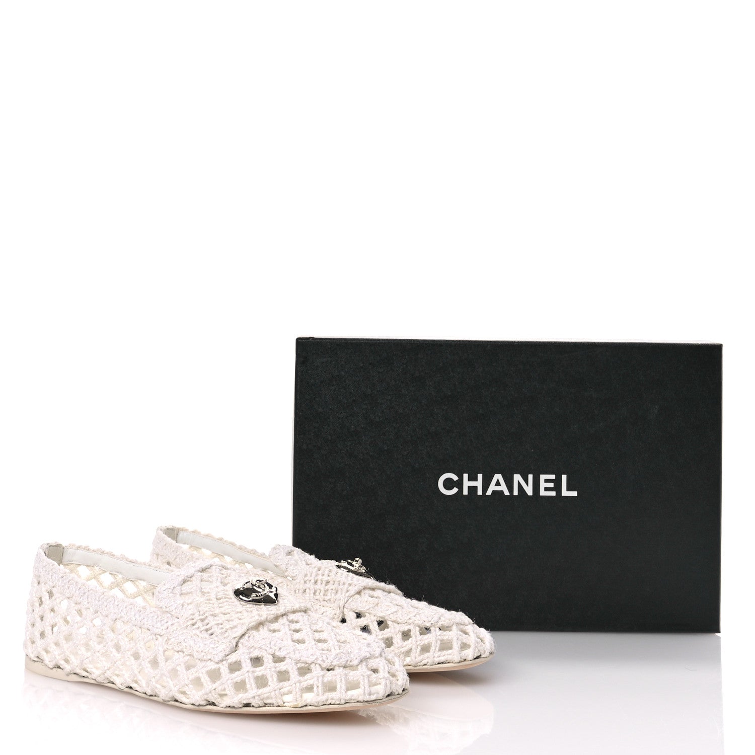 Chanel Cord Braided CC Mocassin Loafers 39.5 White 9 of 9