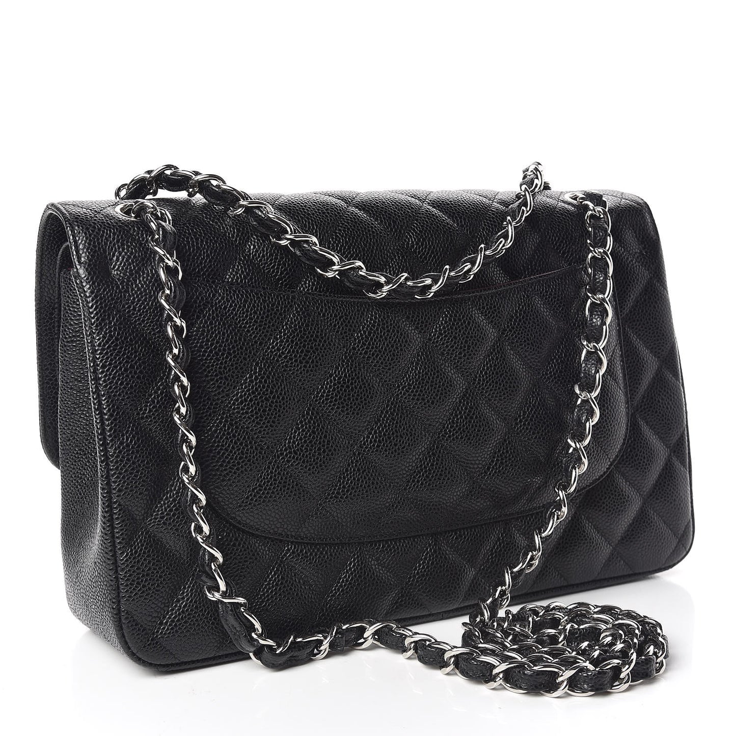 Caviar Quilted Jumbo Double Flap Black