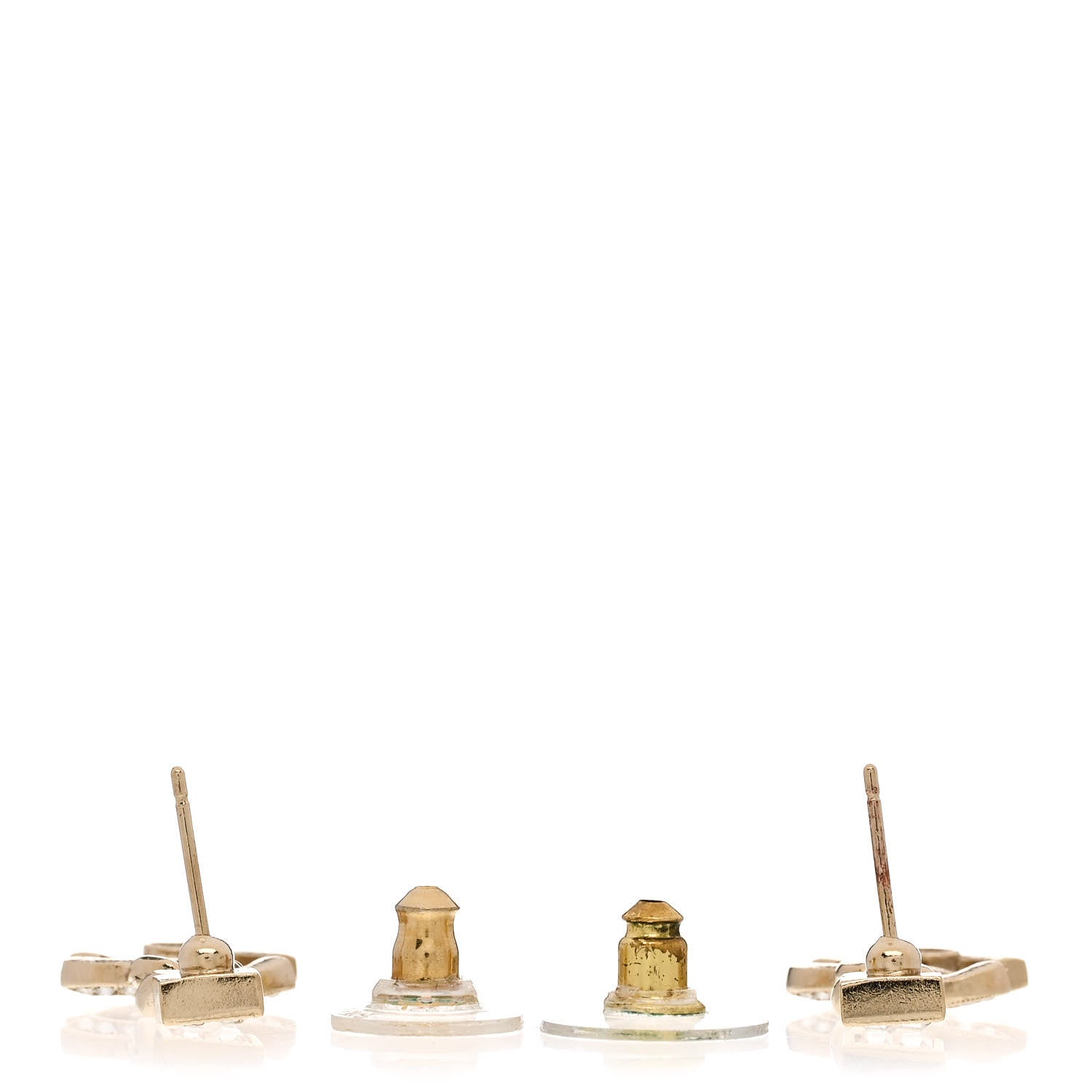 Chanel Metal Crystal Baguette CC Chain Drop Earrings Gold 3 of 6
