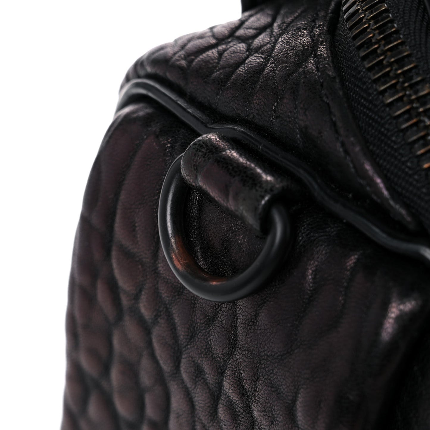 Pebbled Lambskin Mini Rockie Black Matte Black Hardware