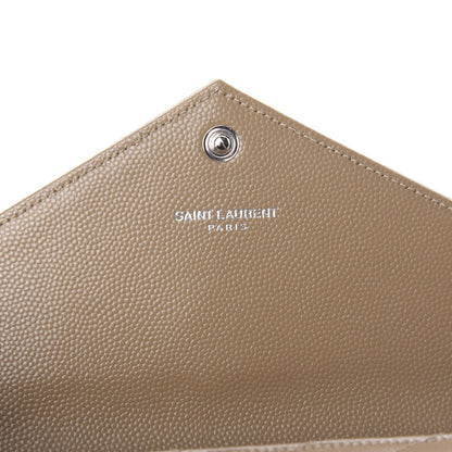 Saint Laurent Grain De Poudre Matelasse Chevron Monogram Flap Wallet Deep Beige 5 of 7