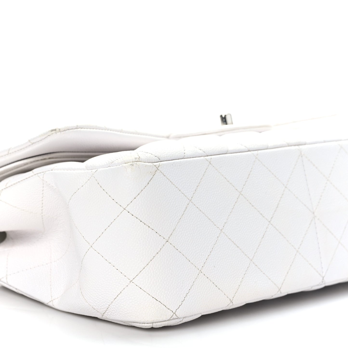 Caviar Quilted Jumbo Double Flap White