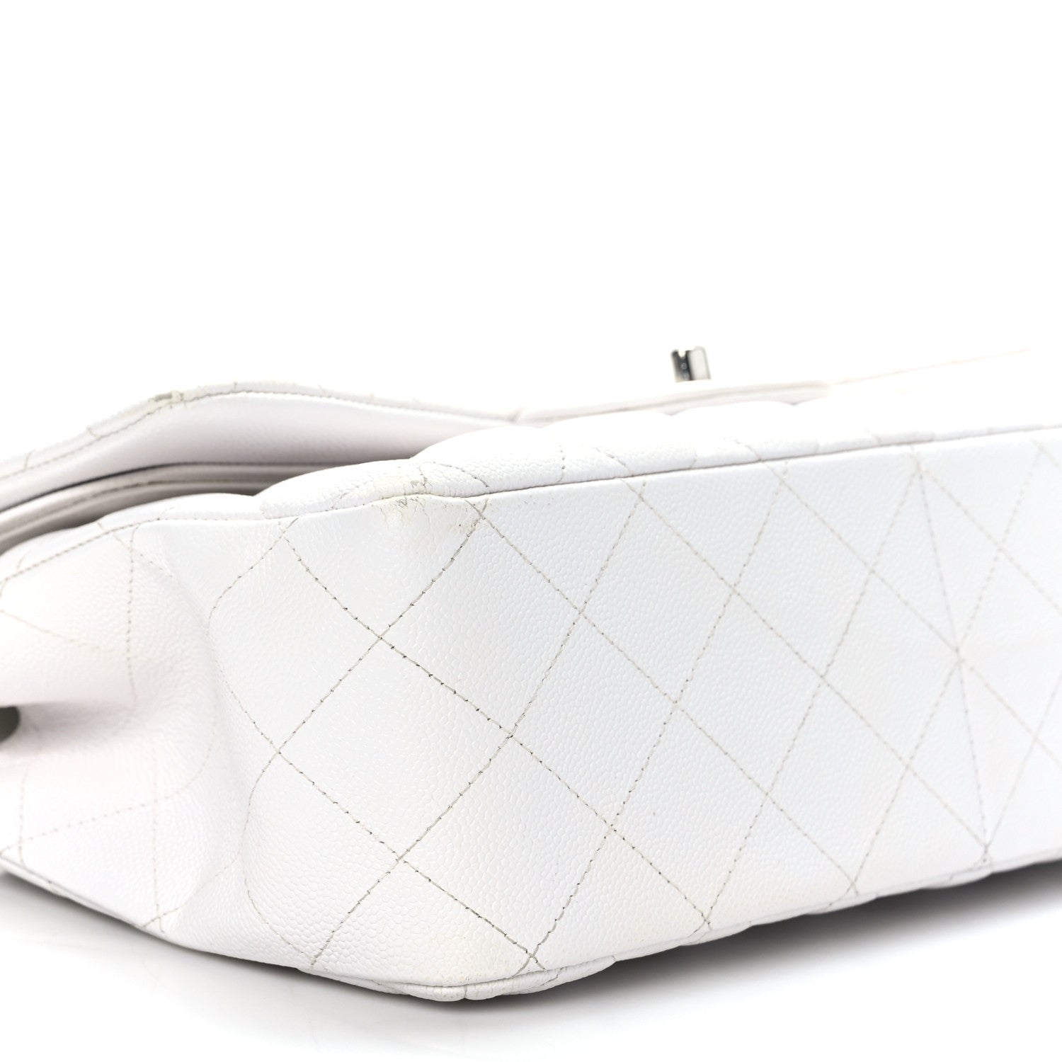 Chanel Caviar Quilted Jumbo Double Flap White 8 of 11