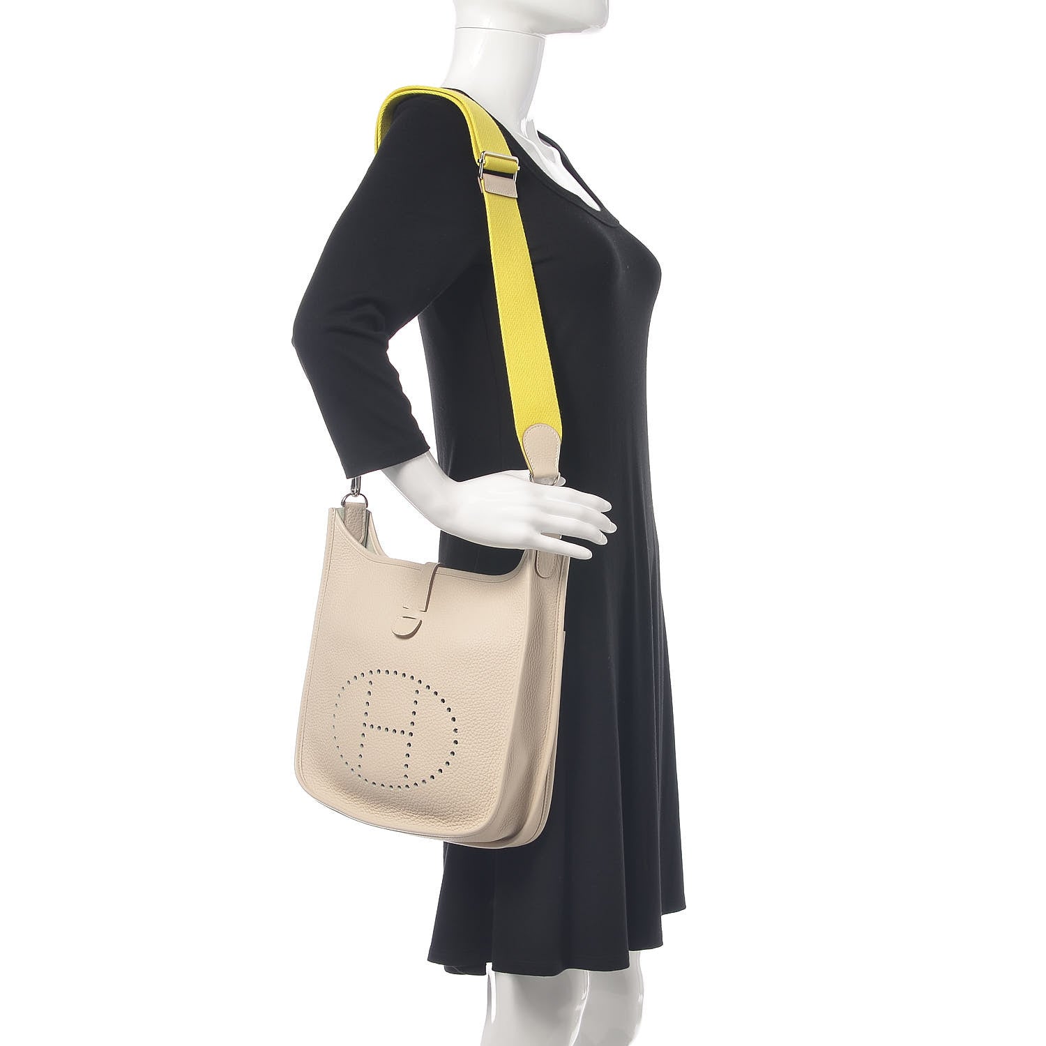 Hermes Taurillon Clemence Amazone Evelyne III PM Craie Lime 2 of 11