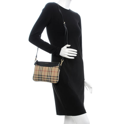 Burberry Horseferry Check Peyton Crossbody Clutch Bag Black 2 of 7