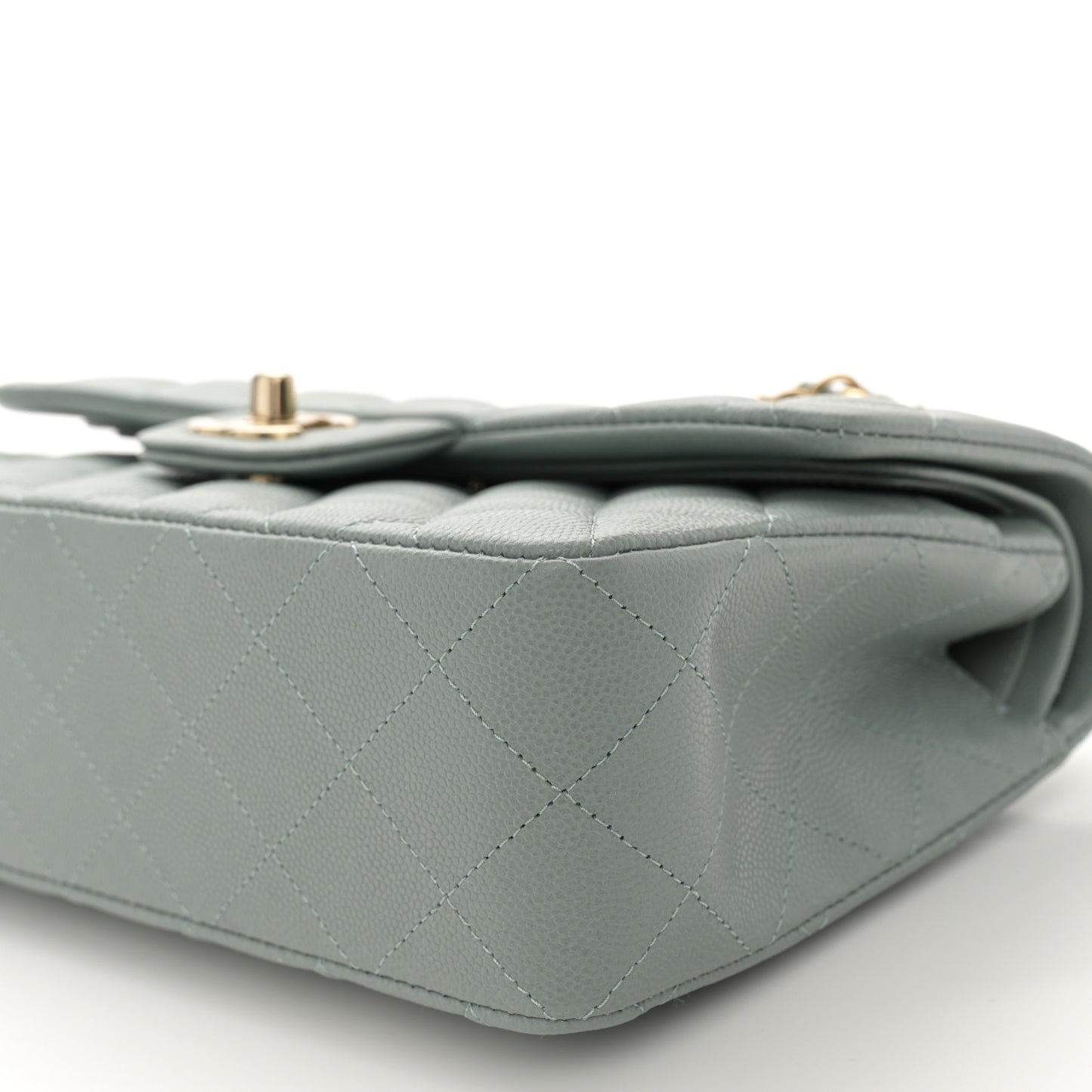 Caviar Quilted Small Double Flap Light Blue