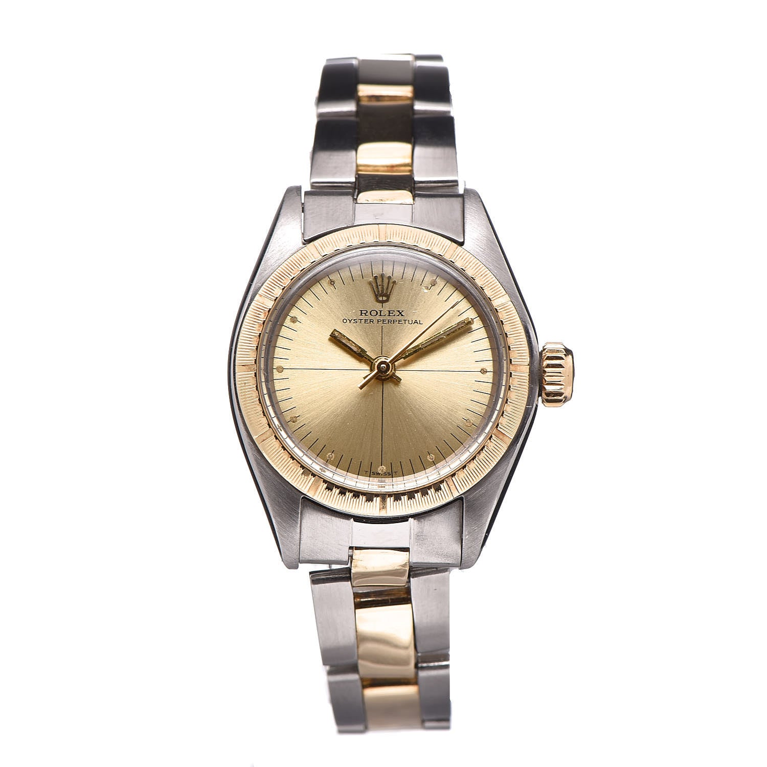 Rolex Stainless Steel 14K Yellow Gold 25mm Oyster Perpetual Watch Zephyr 6724 1 of 8