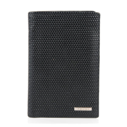 Fendi Lambskin Woven Bi-Fold Wallet Black 1 of 8