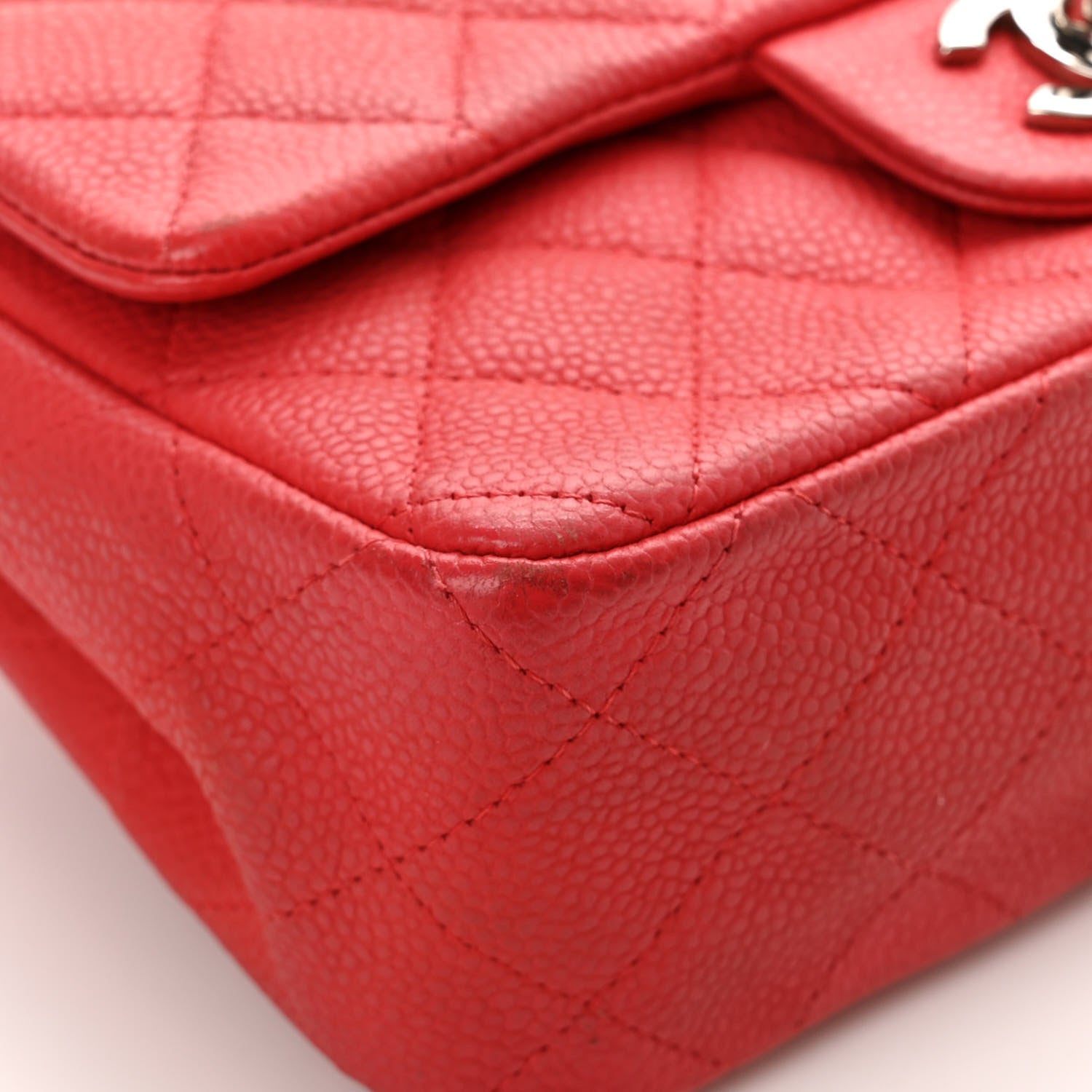 Chanel Iridescent Caviar Quilted Mini Rectangular Flap Dark Pink 9 of 16