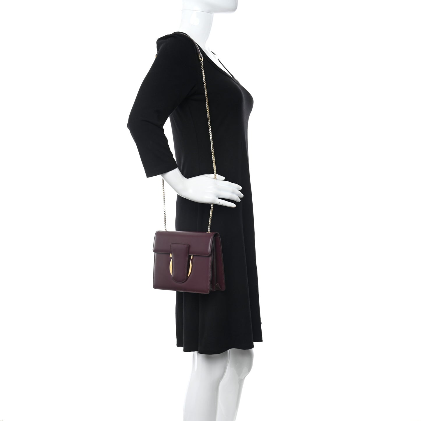 Calfskin Thalia Flap Shoulder Bag Wine