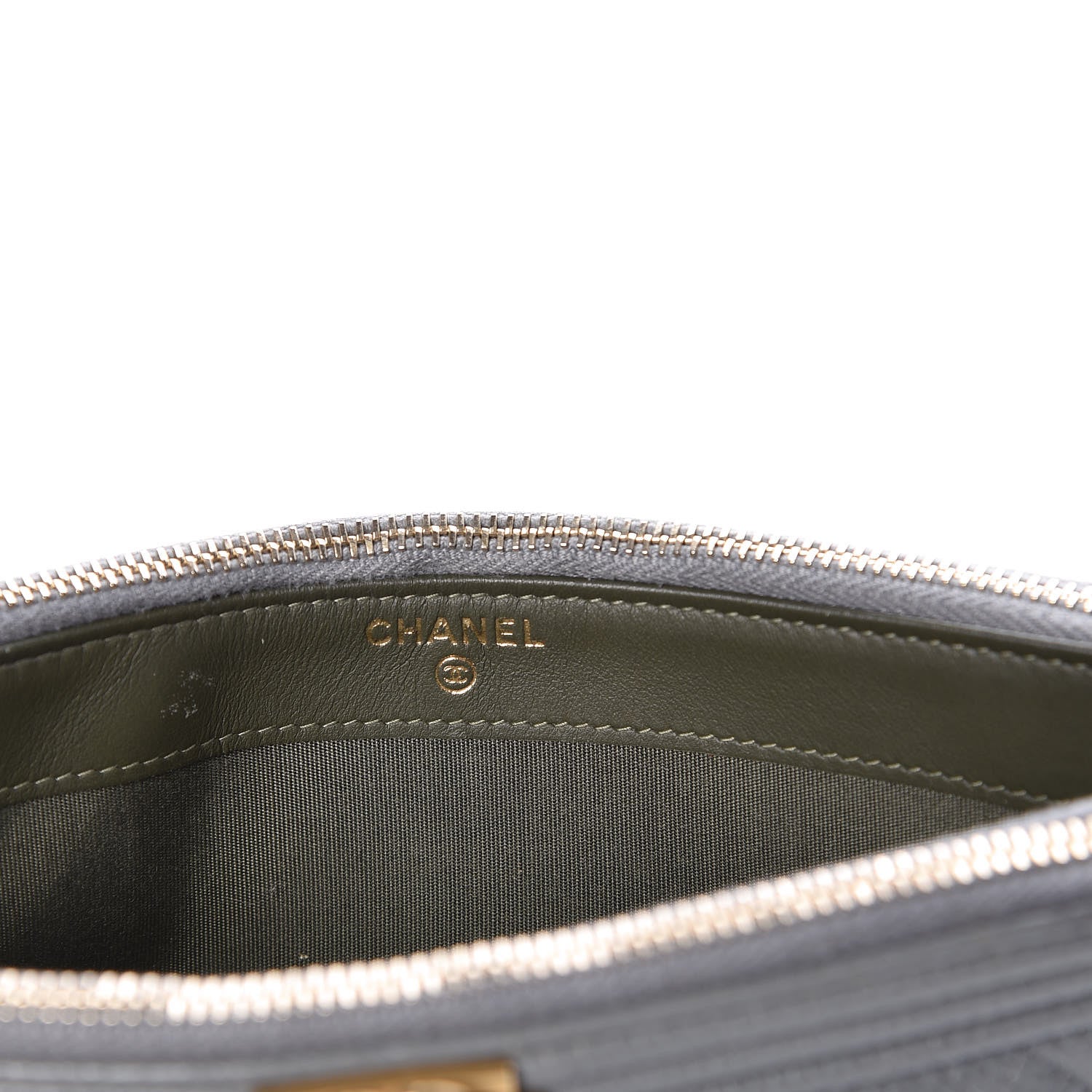 Chanel Caviar Quilted Small Boy Clutch With Chain Grey 8 of 15