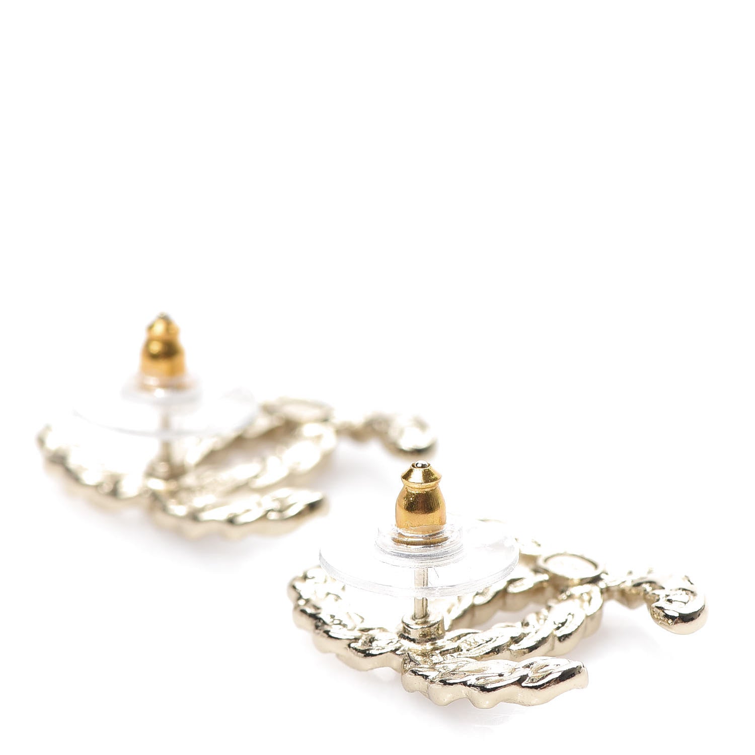 Chanel Enamel Metal Chain French New Wave CC Earrings Black Gold 3 of 5