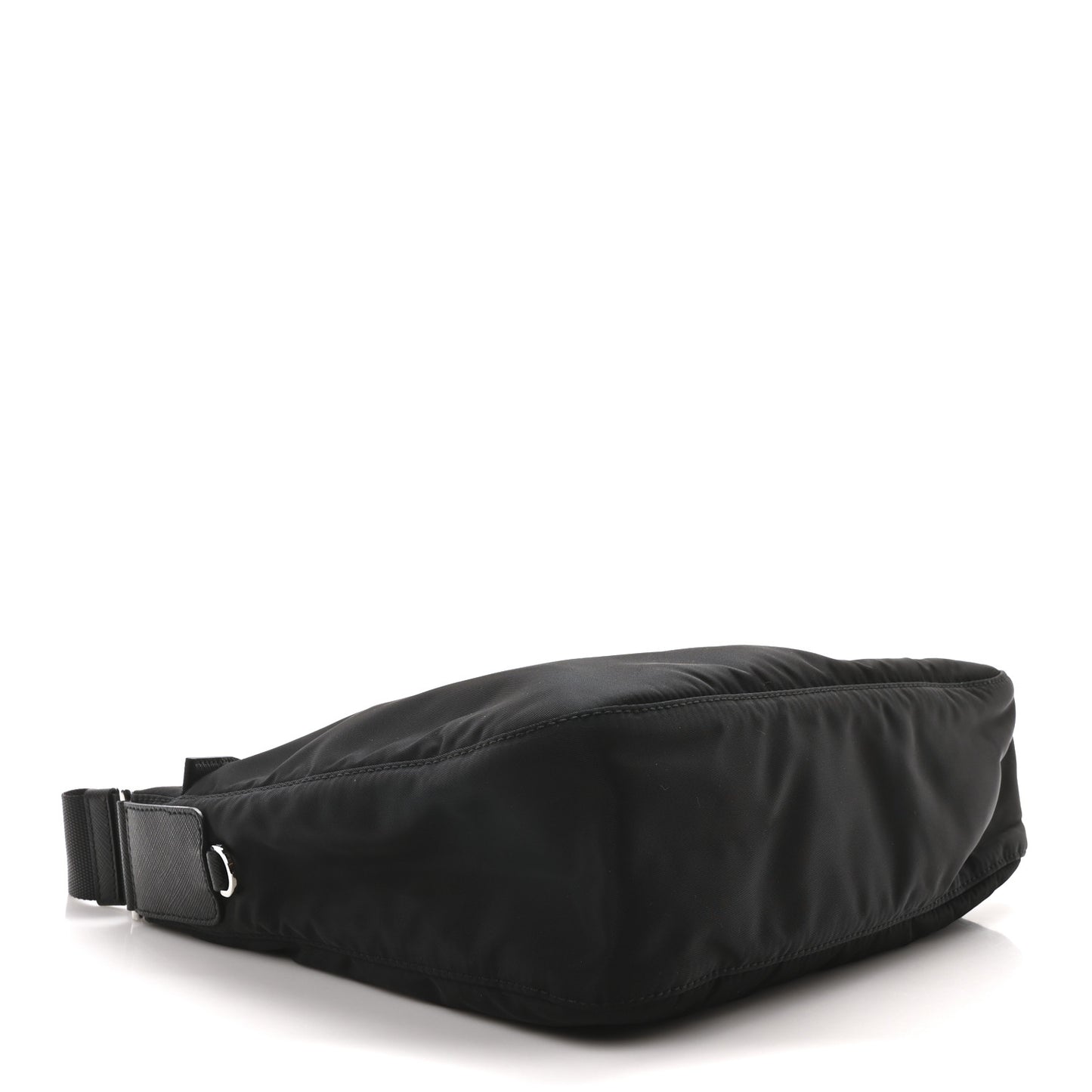 Re-Nylon Vela Saffiano Pocket Double Zip Messenger Bag Black