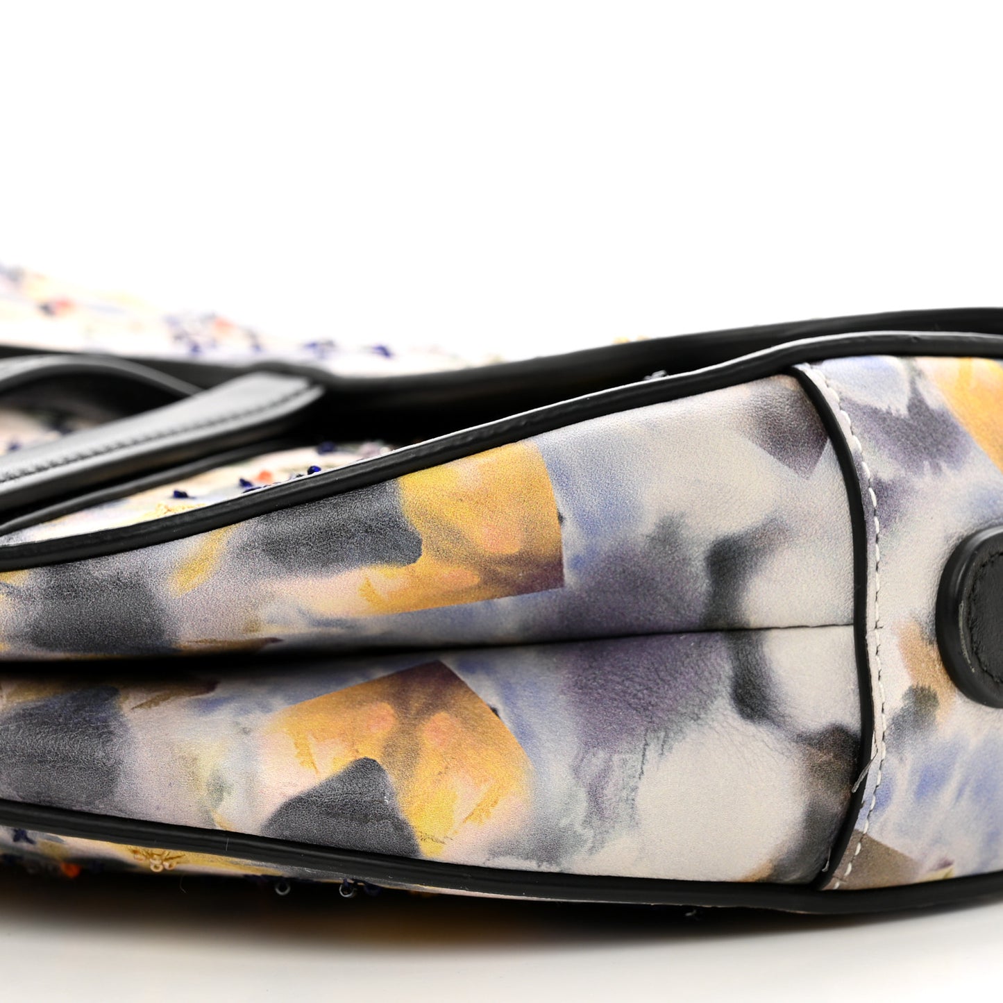 Calfskin Embroidered Kaleidiorscopic Saddle Bag Multicolor