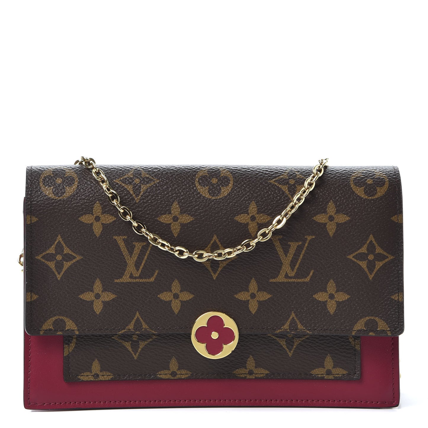 Monogram Flore Chain Wallet Fuchsia