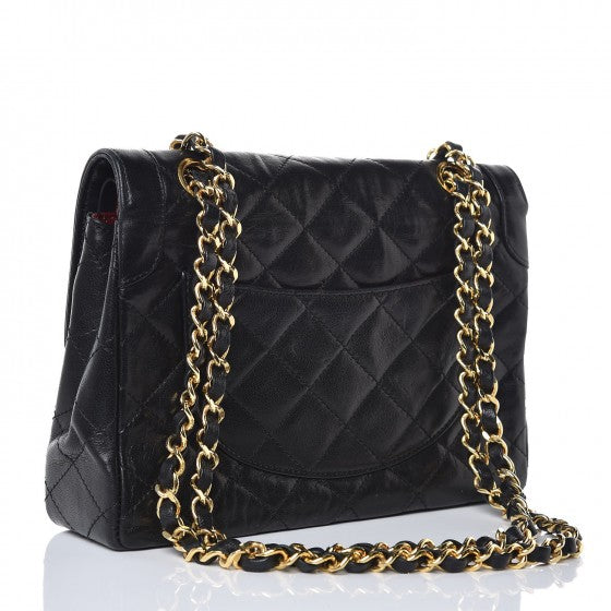 Lambskin Quilted Small Double Flap Black