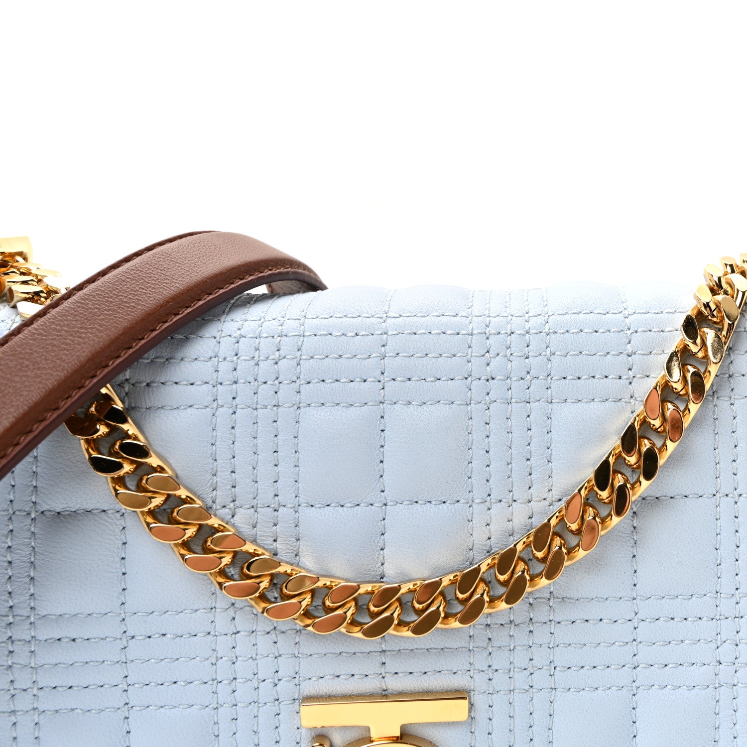 Burberry Lambskin Quilted Small Lola Bag Pale Blue Green Brown 8 of 10