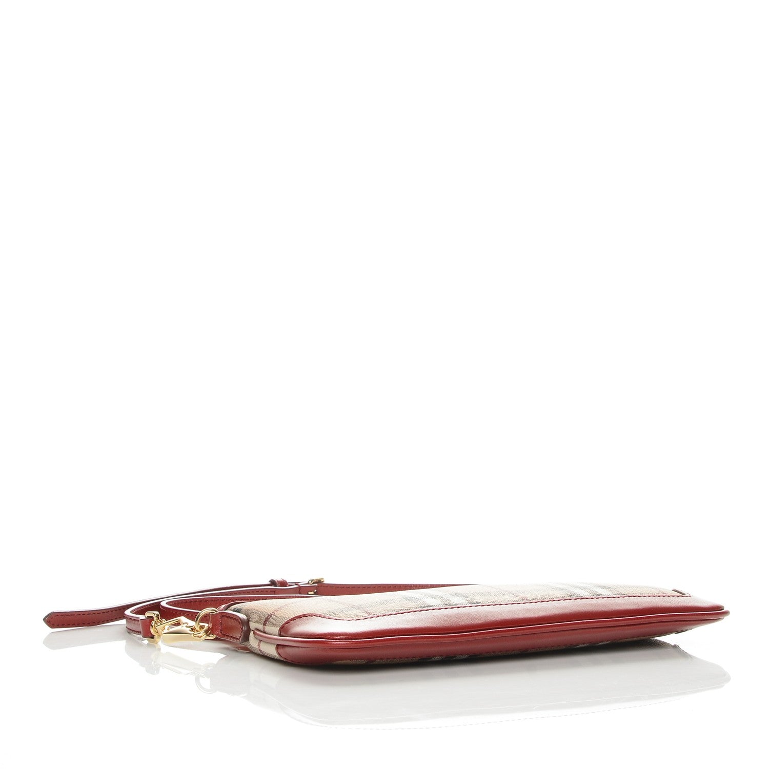 Burberry Haymarket Check Small Peyton Crossbody Clutch Bag Military Red 4 of 7