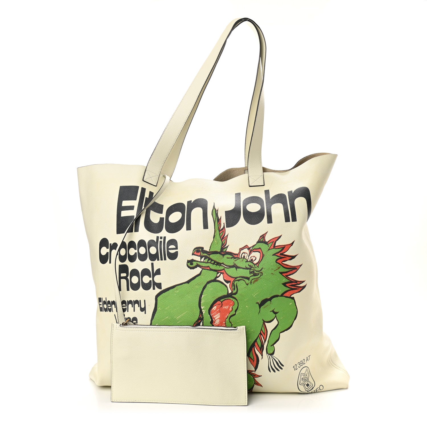 Gucci Calfskin Elton John Crocodile Rock Large Tote Off White 1 of 13
