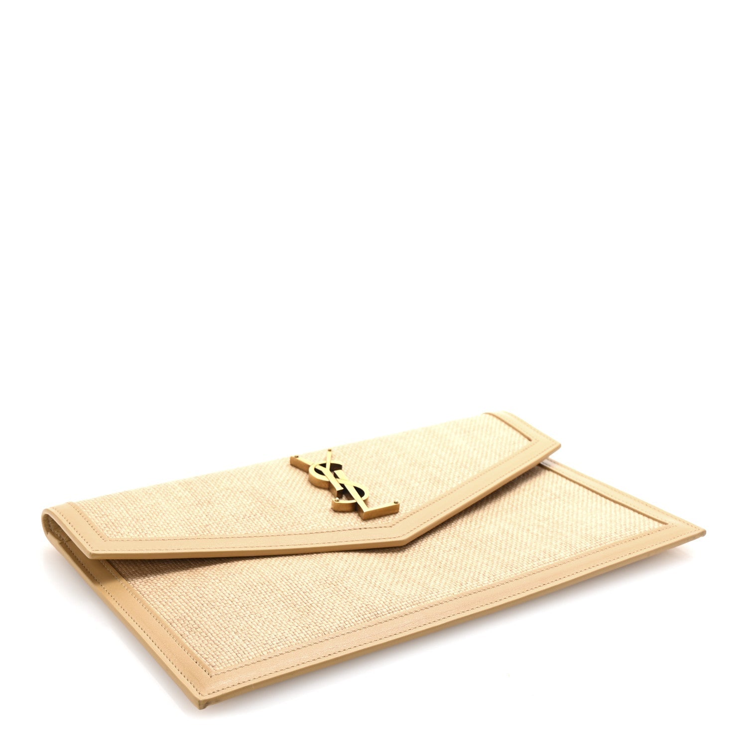 Saint Laurent Micro Raffia Uptown Pouch Natural Hay Blush 4 of 7
