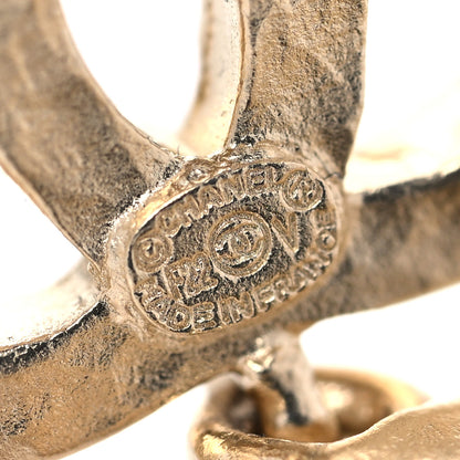 Chanel Crystal CC Medallion Drop Earrings Gold 4 of 6