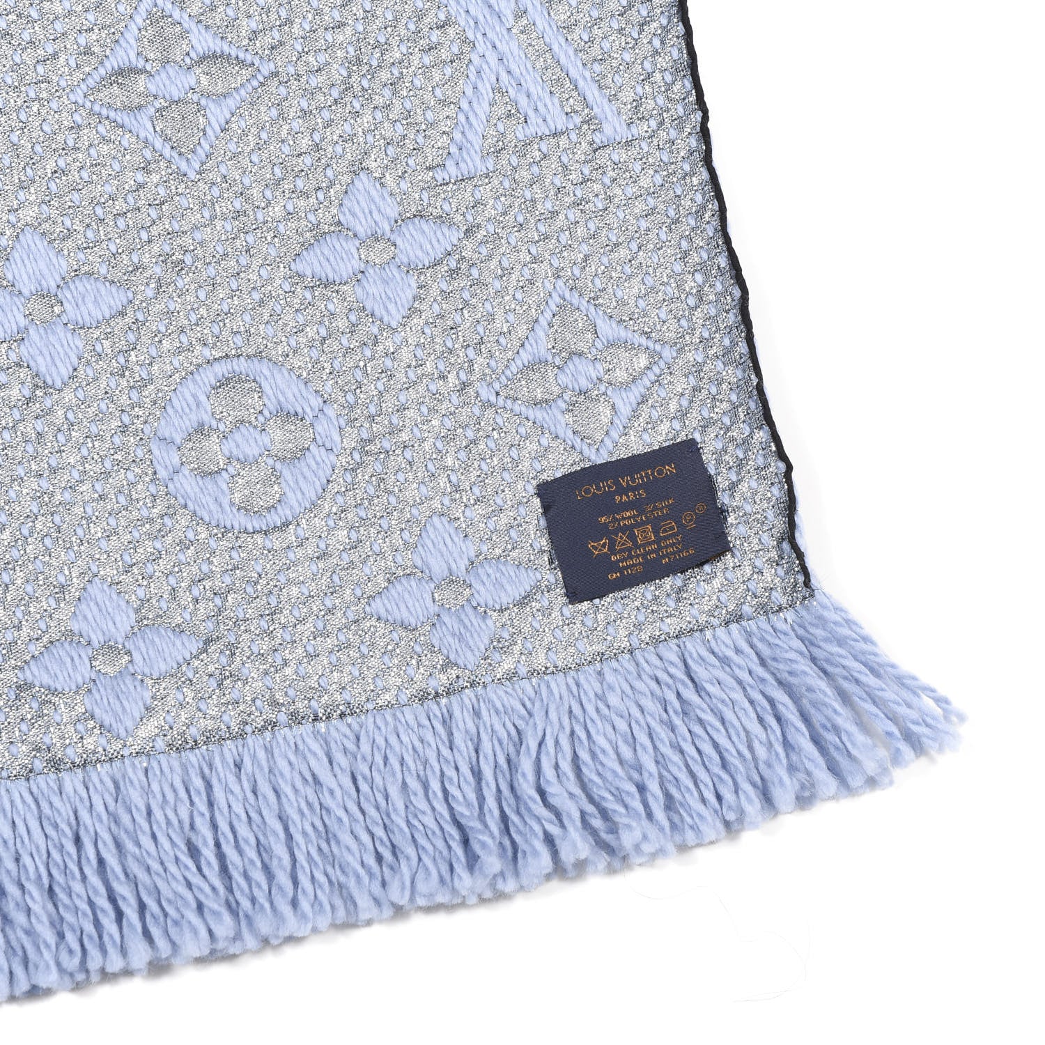 Louis Vuitton Wool Silk Logomania Shine Scarf Gris 3 of 3