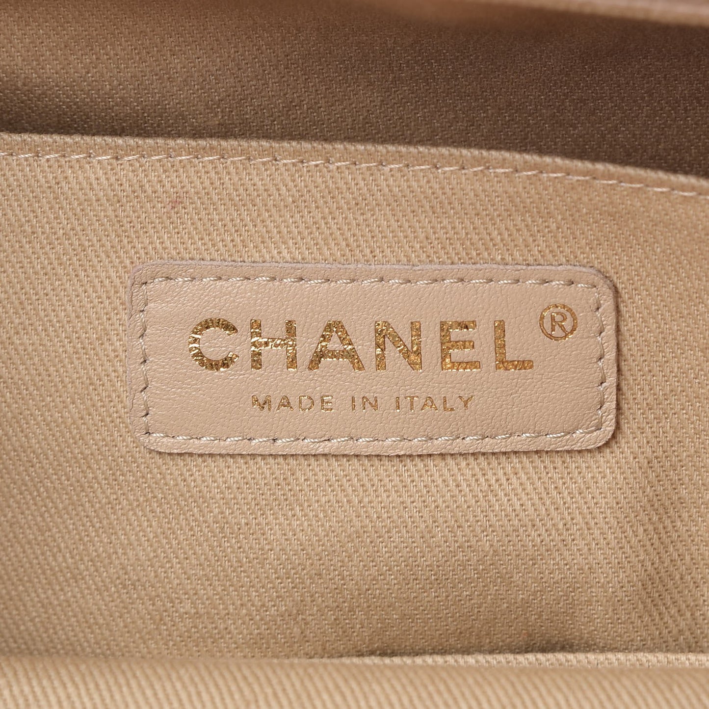 Crumpled Grained Calfskin Zip and Carry Shopping Tote Beige