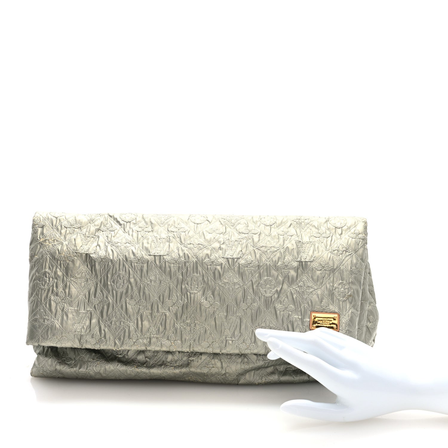 Louis Vuitton Jacquard Quilted Monogram Limelight Clutch GM Perle 2 of 6
