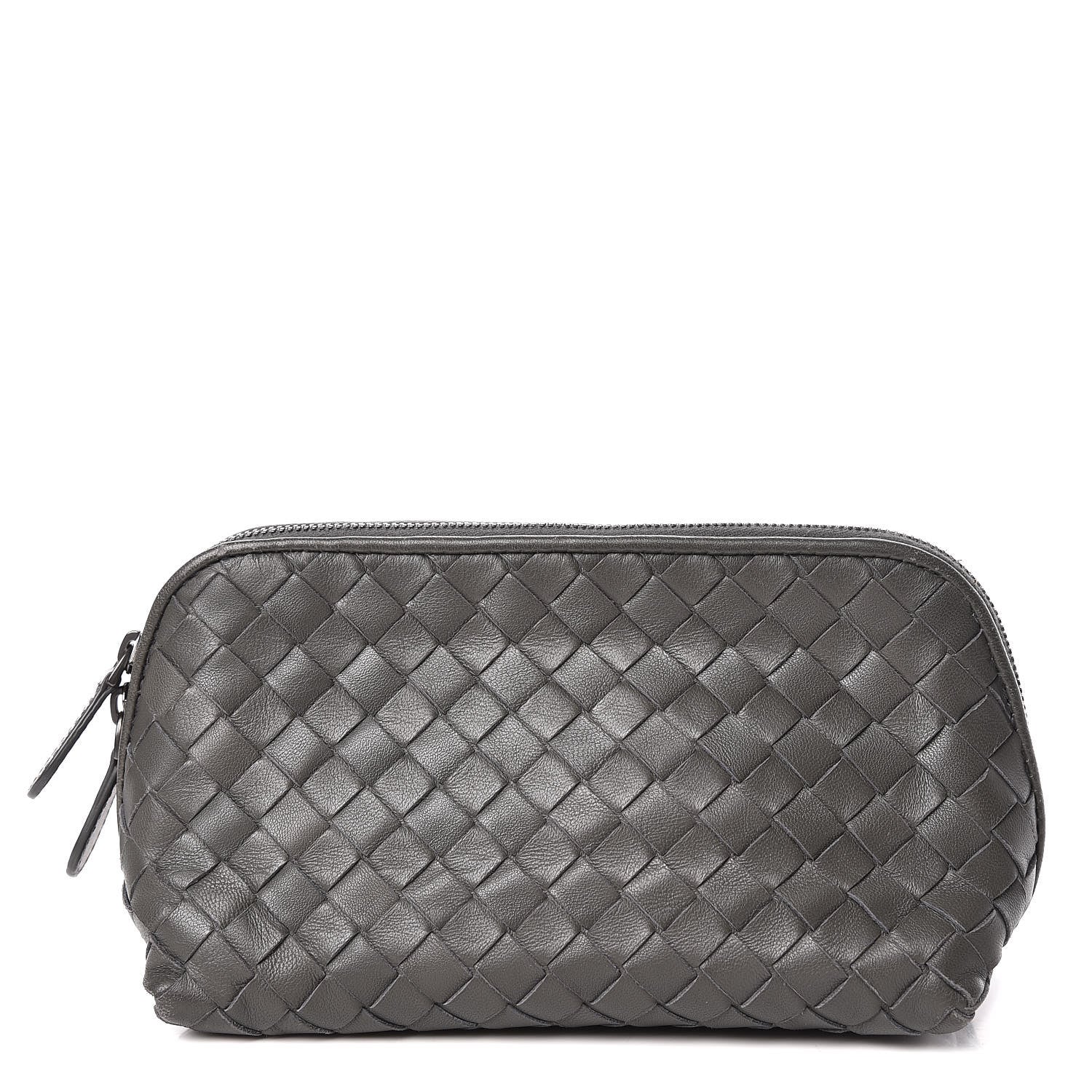 Bottega Veneta Nappa Intrecciato Cosmetic Pouch Grey 1 of 16