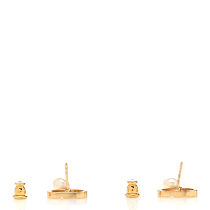 Christian Dior Pearl Logo Earrings Gold 3 of 5