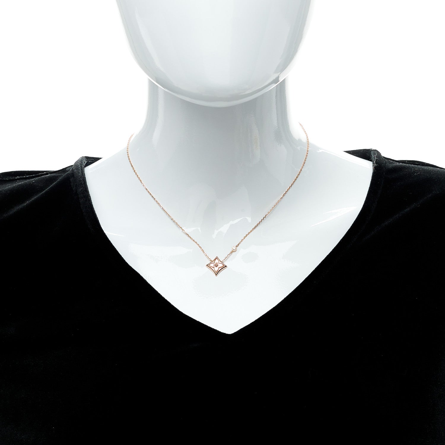 Louis Vuitton 18K Pink Gold Diamond Pink Mother of Pearl Color Blossom BB Star Pendant Necklace 2 of 6
