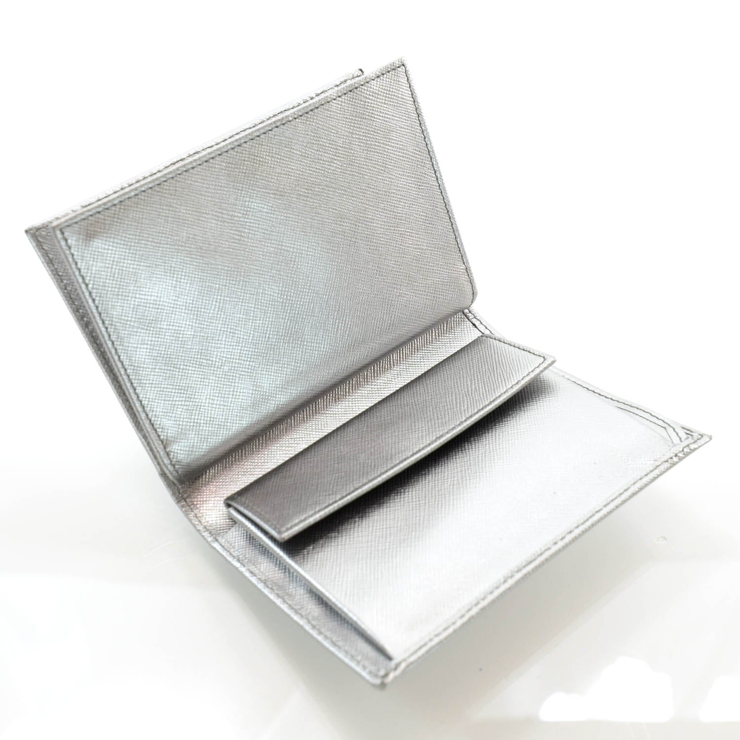 Prada Saffiano Metal Bi-Fold Wallet Cromo 6 of 8