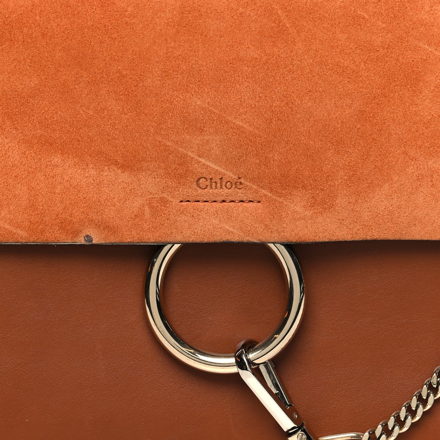 Suede Calfskin Medium Faye Shoulder Bag Tobacco