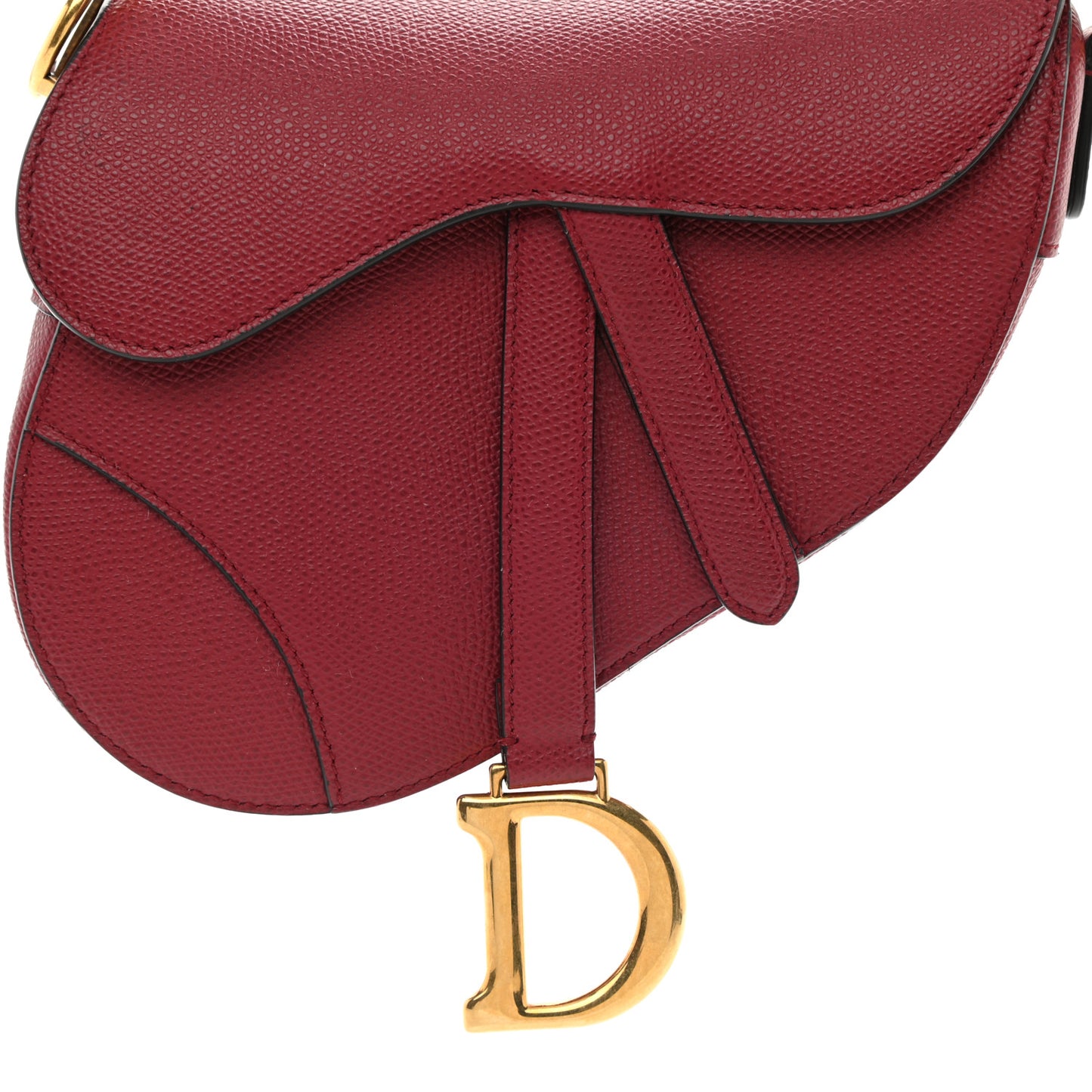 Grained Calfskin Mini Saddle Bag Red