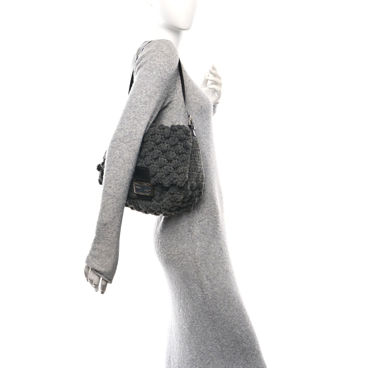 Wool Knit Mama Baguette Grey