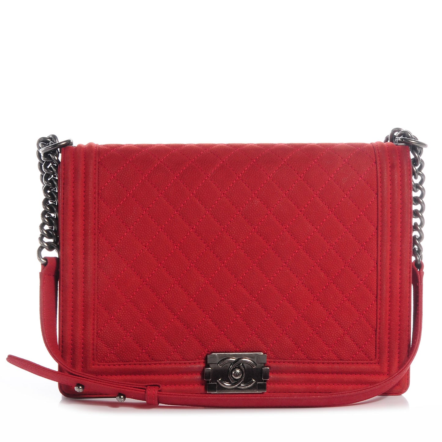 Iridescent Caviar Large Boy Flap Red