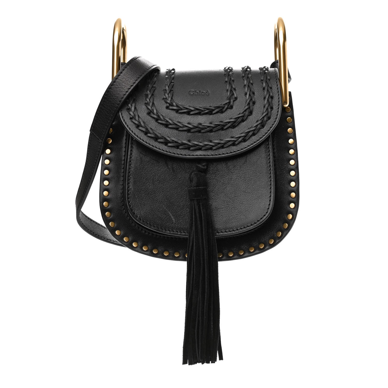 Chloe Calfskin Braided Mini Hudson Shoulder Bag Black 1 of 9