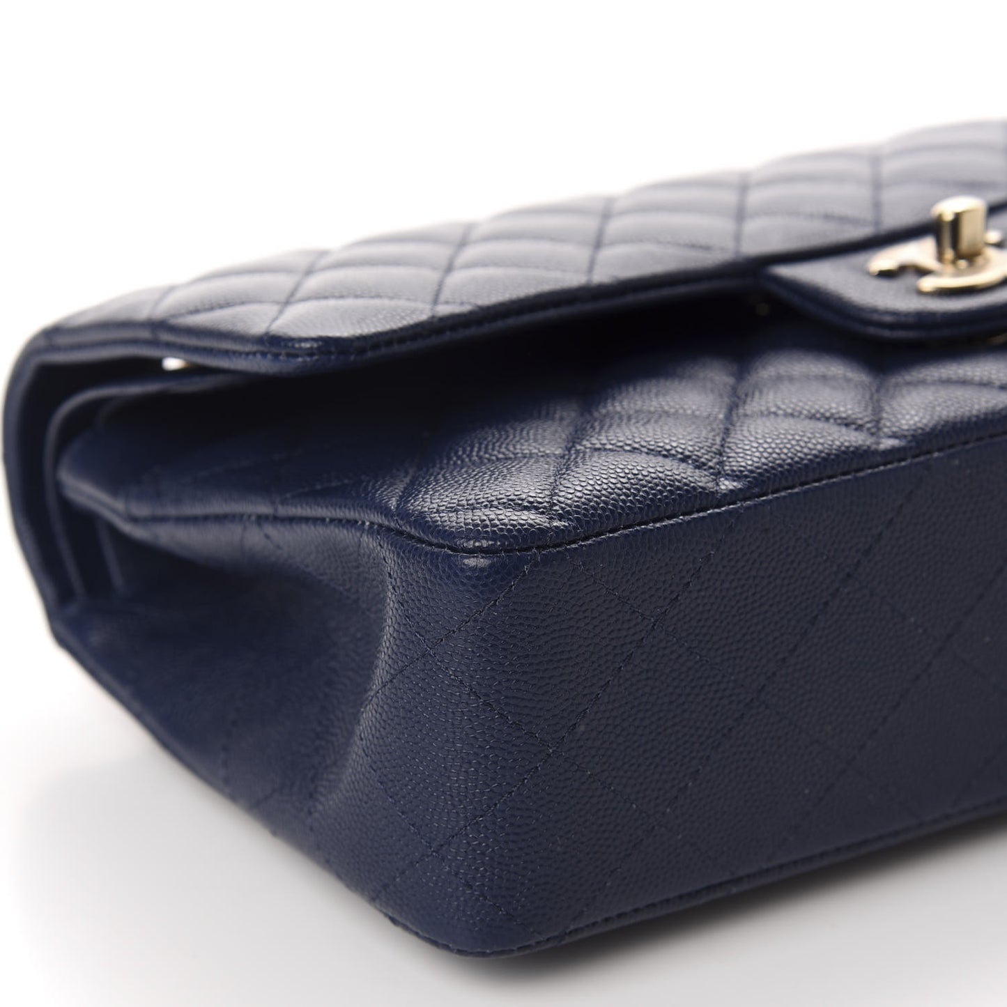Caviar Quilted Medium Double Flap Navy