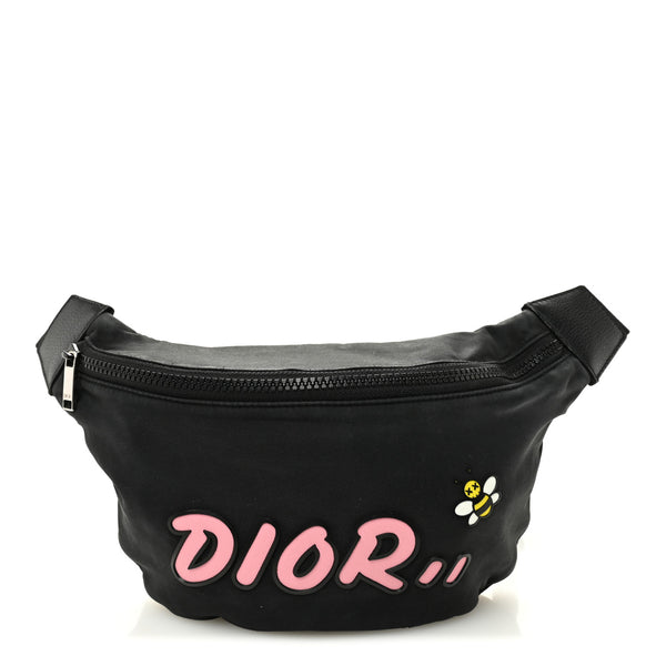 バッグ dior kaws waist bag Christian Dior X KAWS Nylon Calfskin Bee Belt Bag Black 1801858