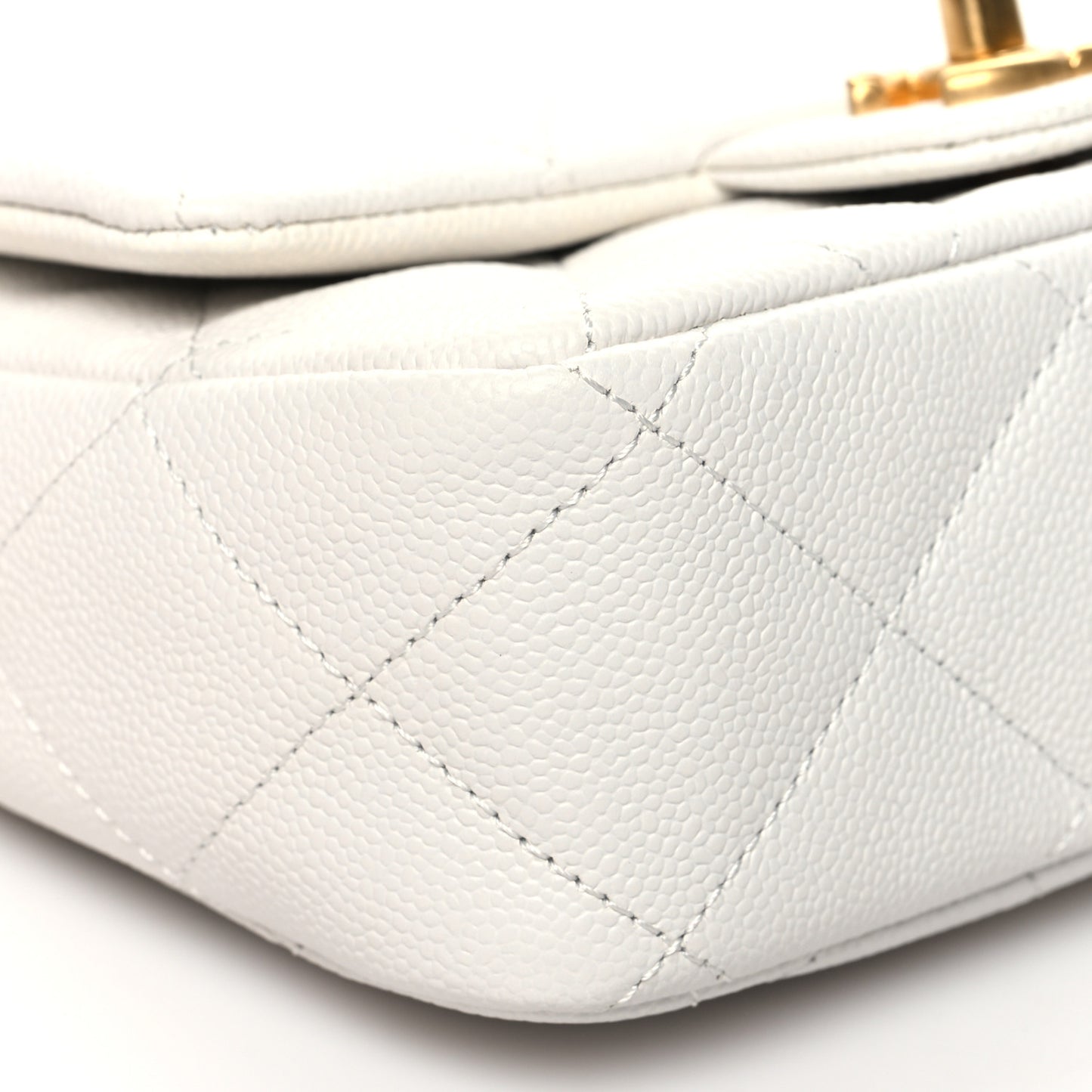Caviar Quilted Mini Sweetheart Flap White