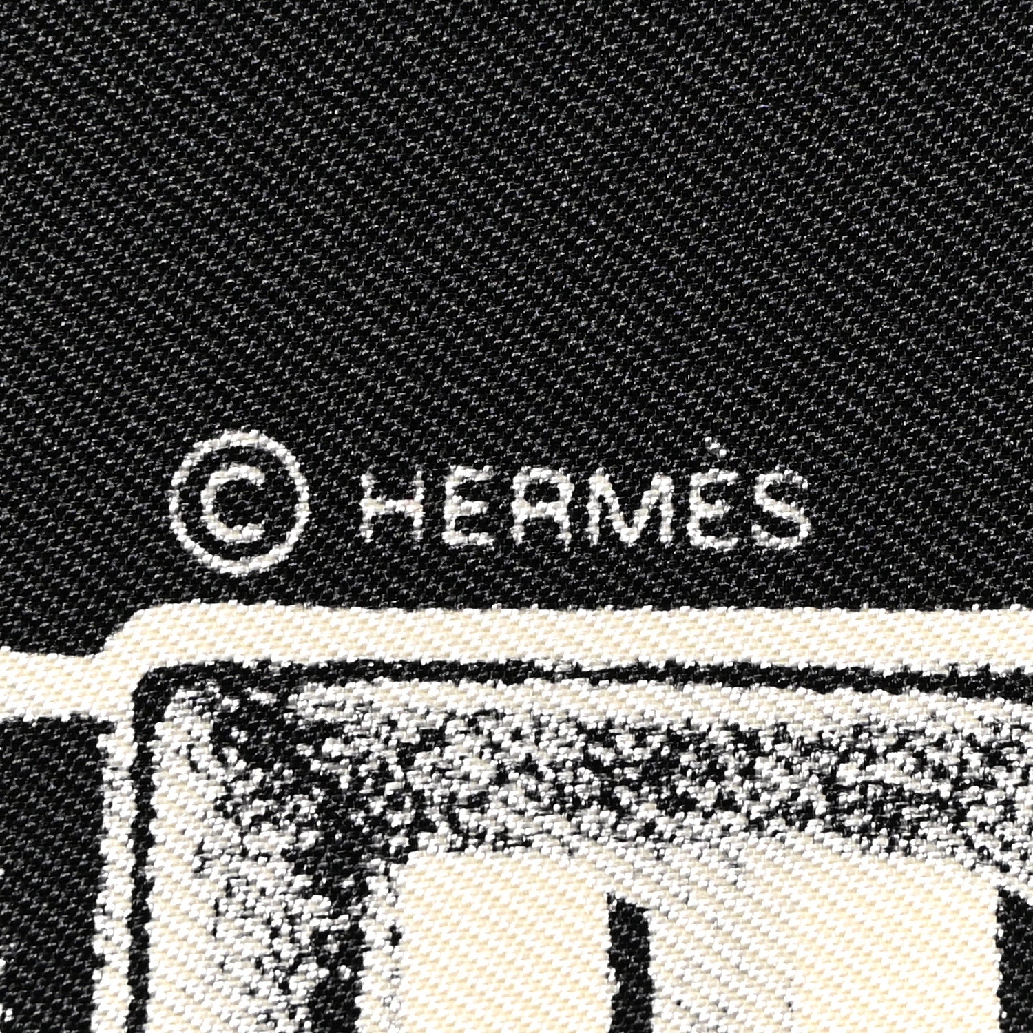 Hermes Silk Le Tresor De Medor Scarf 90 Black Creme 4 of 4