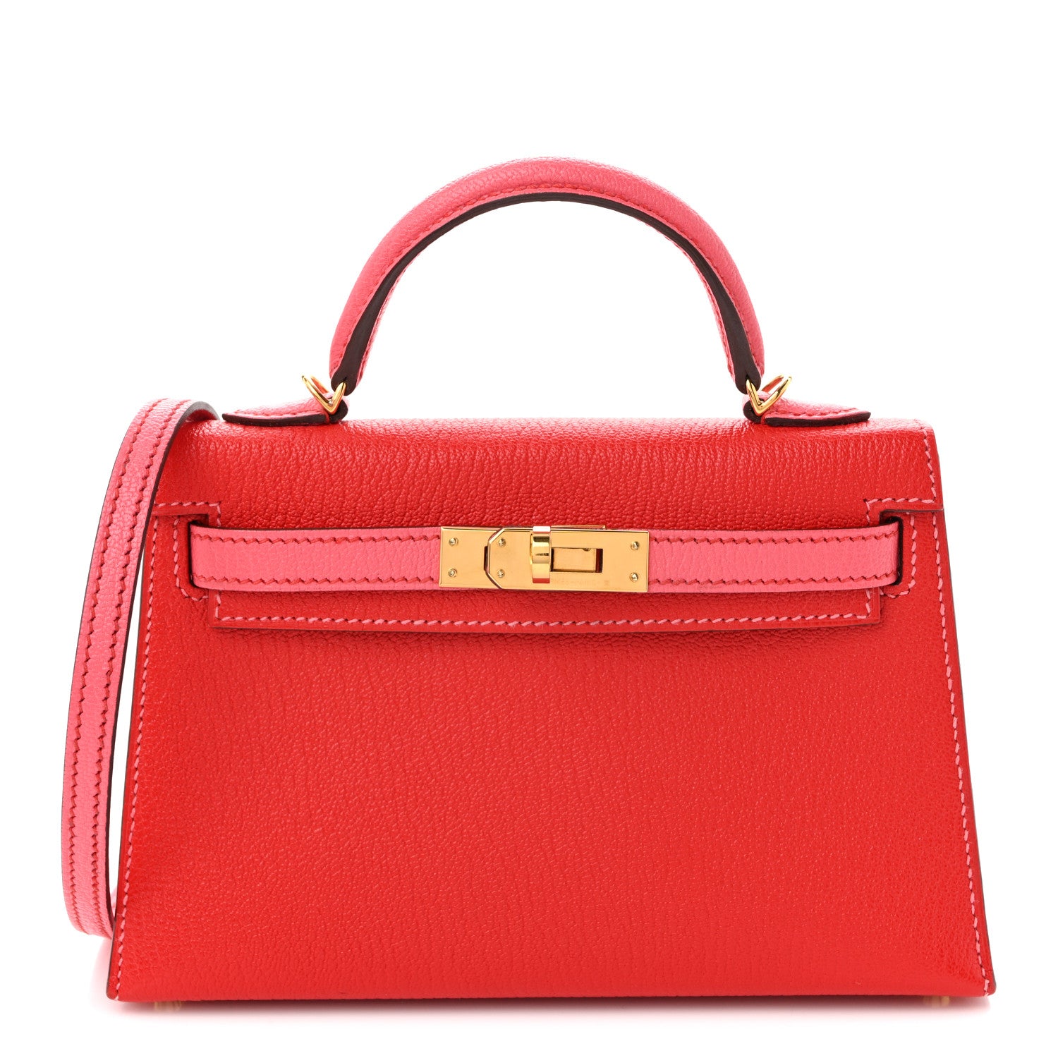 Hermes Chevre Mysore Horseshoe Mini Kelly Sellier 20 Rouge De Coeur Rose Lipstick 1 of 10