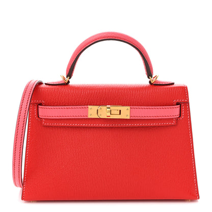 Hermes Chevre Mysore Horseshoe Mini Kelly Sellier 20 Rouge De Coeur Rose Lipstick 1 of 10