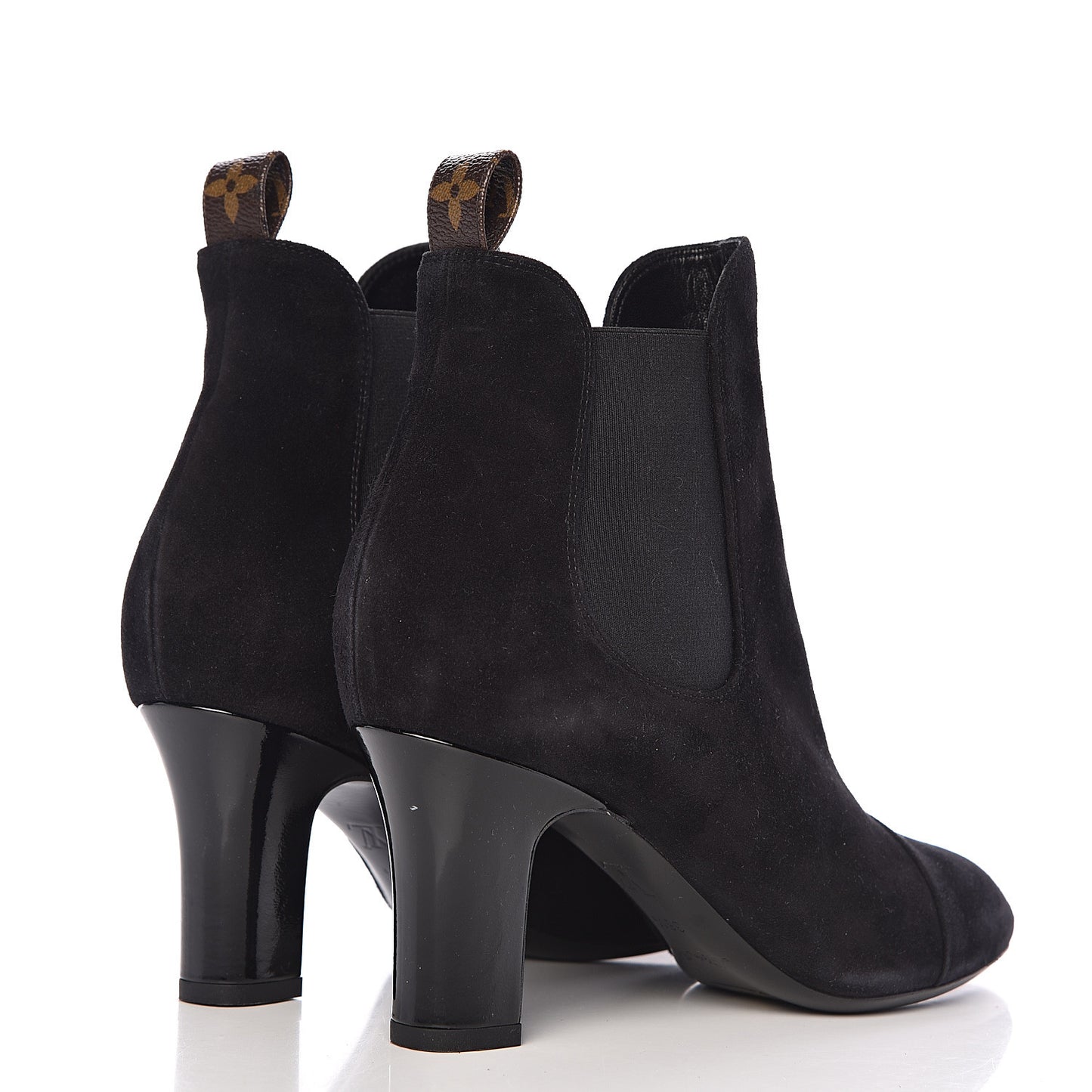 Suede Monogram Uniformes Cap Toe Chelsea 75mm Ankle Boots 38.5 Black