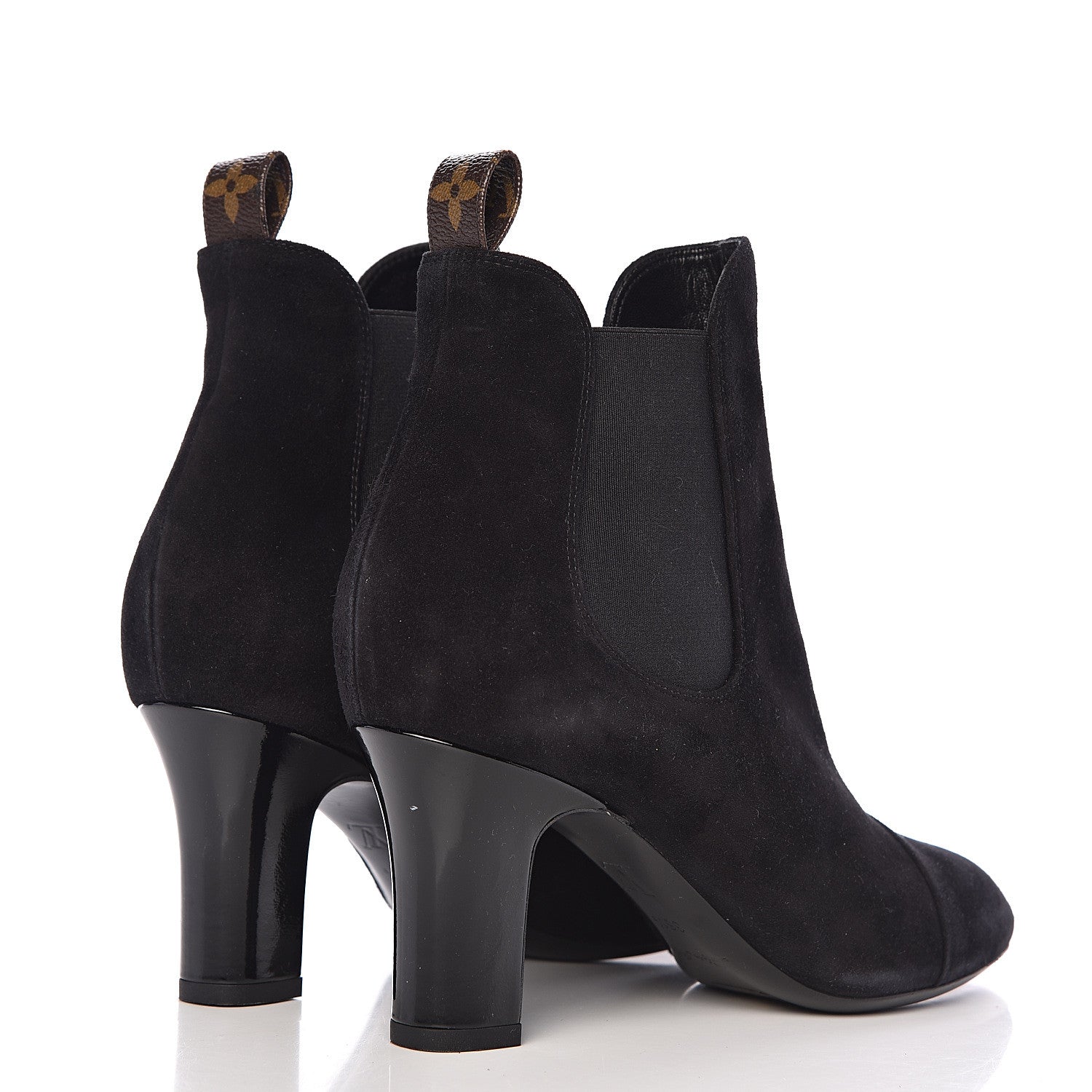 Louis Vuitton Suede Monogram Uniformes Cap Toe Chelsea 75mm Ankle Boots 38.5 Black 4 of 13