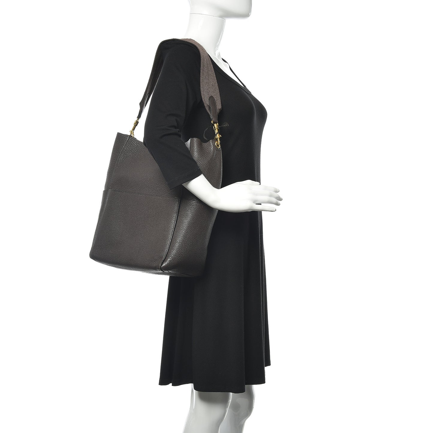 Goatskin Sangle Bucket Bag Dark Taupe