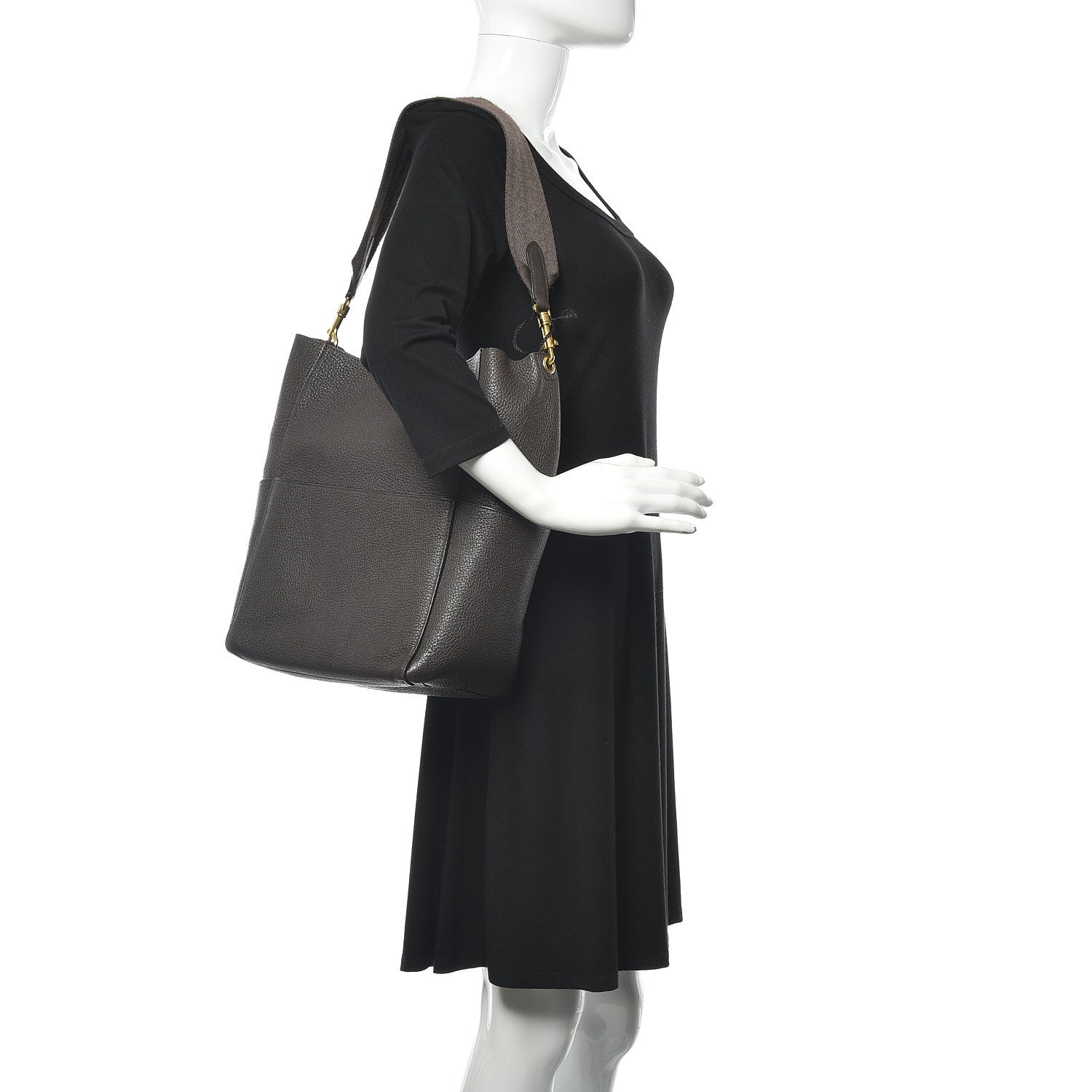 Celine Goatskin Sangle Bucket Bag Dark Taupe 2 of 15
