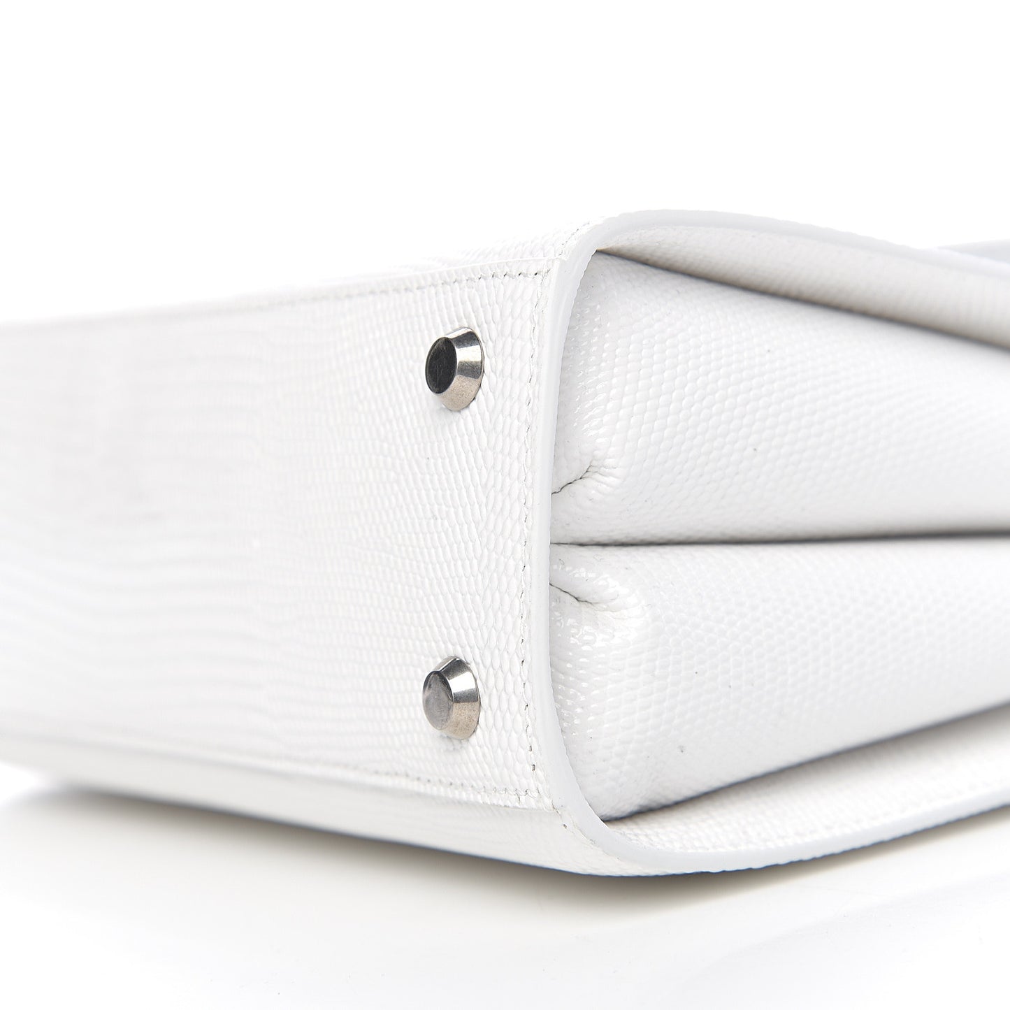 Patent Calfskin Lizard Embossed Medium Ghost Shoulder Bag Optic White